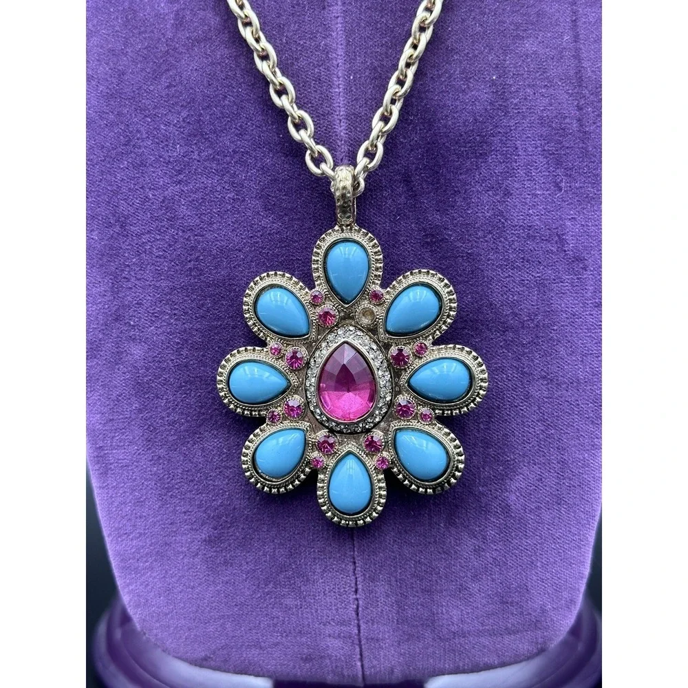 R.J.‎ Graziano Vintage Glass Stone Southwest Pendant Necklace